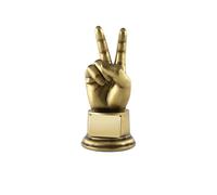 SilverTrophy: Rude V's for Victory Peace Hand Gesture Award - Cheeky Two-Fingered Salute, Personalise Prize, Ornament, Winner, Trophy, Rude, Funny Gift, Insult, Loser, Present