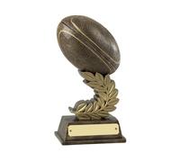 SilverTrophy: Rugby Gold Trophy Award, 3D Ball, Winner, Player of the Match, Team Competition, Rugby Union, Nations, Sevens, School, Kids Party, League Champions, Engraving Plate 18.5cm