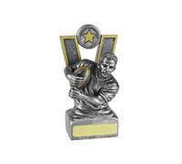 SilverTrophy: Silver & Gold Rugby Player Star Trophy Award - Player of the Match, Team Competition, Rugby Union, Finals, Officials, Winner, Champions, Nations, Sevens.
