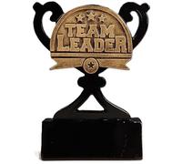 SilverTrophy: Team Leader Trophy Mini Cup, Manager, Great Boss Award, Teacher Gift, Office, School, Kids Sports Club, Pub Quiz, Games Night, Appreciation, Black & Gold 8cm, Custom Personalise Present