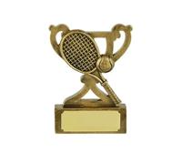 SilverTrophy Tennis Mini Trophy Gold Award - Player of the Match, MVP, Most Aces, Best: Serve, Backhand & Forehand, Winner, Most Improved, Longest Rally, Racket & Ball, School Kids Club Engraving