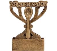 SilverTrophy: Wooden Spoon Trophy Mini Cup, Loser Award, Booby Prize, Last Place, Golf, Pub Quiz, Funny Joke Gift, Trivia Game Night, Office Banter, Black & Gold 8cm, Custom Personalised Present