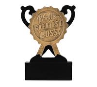 SilverTrophy: World’s Greatest Boss Trophy, Best Manager CEO Award, Team Leader, Funny Office Corporate Gift, Pub Quiz, Sports Club, Birthday, Black & Gold Mini Cup, Personalise