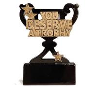 SilverTrophy: You Deserve A Trophy Mini Cup, Participation Award, Recognition, Winner, Well Done, Kids Prize, School Club, Positivity Present, Achievement, Black & Gold 8cm, Custom Personalise Gift