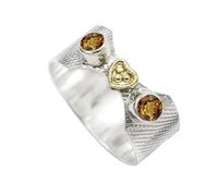 SILVERTROVE Andalusite Lab Grown Gemstone 925 Sterling Silver And Brass Men Women Stone Band Ring All Size Handmade Jewelry CRG1096AZ_8_(L 1/2)