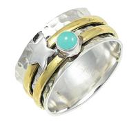 SILVERTROVE Aqua Chalcedony Gemstone Silver Plated Band Ring Men & Women All Size Gift Item Handmade Jewelry CRG1266CE_39_(Z 3)