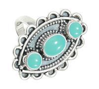 SILVERTROVE Aqua Chalcedony Gemstone Silver Plated Band Ring Men & Women All Size Gift Item Handmade Jewelry CRG1274CE_10_(M 1/2)