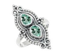 SILVERTROVE Aquamarine Lab Grown Gemstone Ring Men & Women All Size Silver Plated Band Ring Gift Item Handmade Jewelry CRG1273AY_7_(L)