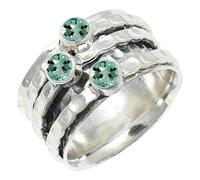 SILVERTROVE Aquamarine Lab Grown Gemstone Ring Men & Women Bandring All Size Gift Item Silver Plated Handmade Jewelry CRG1269AY_7_(L)