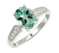 SILVERTROVE Aquamarine Lab Grown Gemstone Ring Men & Women Bandring All Size Gift Item Silver Plated Handmade Jewelry CRG1250AY_7_(L)