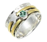 SILVERTROVE Aquamarine Lab Grown Gemstone Ring Men & Women Bandring All Size Gift Item Silver Plated Handmade Jewelry CRG1266AY_8_(L 1/2)