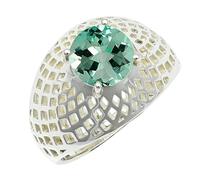 SILVERTROVE Aquamarine Lab Grown Gemstone Silver Plated Band Ring Men & Women All Size Gift Item Handmade Jewelry CRG1256AY_7_(L)