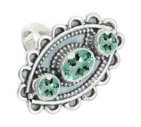 SILVERTROVE Aquamarine Lab Grown Gemstone Silver Plated Band Ring Men & Women All Size Gift Item Handmade Jewelry CRG1274AY_7_(L)