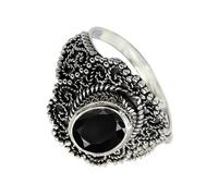 SILVERTROVE Black Onyx Gemstone 925 Sterling Silver Band Ring Men & Women All Size Gift Item Handmade Jewelry CRG1137AE_5_(K)