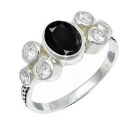 SILVERTROVE Black Onyx Gemstone Ring Men & Women All Size Silver Plated Band Ring Gift Item Handmade Jewelry CRG1261AE_14_(O 1/2)
