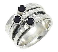 SILVERTROVE Black Onyx Gemstone Ring Men & Women Bandring All Size Gift Item Silver Plated Handmade Jewelry CRG1269AE_10_(M 1/2)