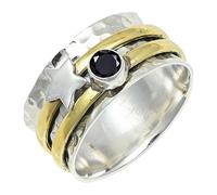 SILVERTROVE Black Onyx Gemstone Silver Plated Band Ring Men & Women All Size Gift Item Handmade Jewelry CRG1266AE_18_(Q 1/2)