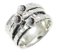 SILVERTROVE Black Rutilated Quartz Gemstone Ring Men & Women All Size Silver Plated Band Ring Gift Item Handmade Jewelry CRG1269BL_17_(Q)