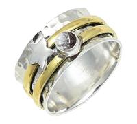 SILVERTROVE Black Rutilated Quartz Gemstone Ring Men & Women Bandring All Size Gift Item Silver Plated Handmade Jewelry CRG1266BL_9_(M)