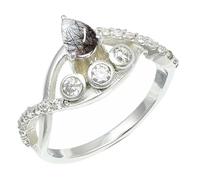 SILVERTROVE Black Rutilated Quartz Gemstone Ring Men & Women Bandring All Size Gift Item Silver Plated Handmade Jewelry CRG1253BL_15_(P)