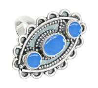 SILVERTROVE Blue Chalcedony Gemstone Men & Women Band Ring All Size Silver Plated Gift Item Handmade Jewelry CRG1274CF_32_(X 1/2)