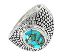 SILVERTROVE Blue Copper Turquoise Gemstone 925 Sterling Silver Band Ring Men & Women All Size Gift Item Handmade Jewelry CRG1172BI_5_(K)