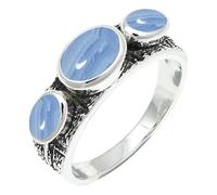 SILVERTROVE Blue Lace Agate Gemstone Men & Women Band Ring All Size Gift Item Silver Plated Ring Handmade Jewelry CRG1262CG_24_(T 1/2)