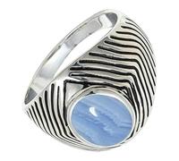 SILVERTROVE Blue Lace Agate Gemstone Ring Men & Women Bandring All Size Gift Item 925 Sterling Silver Handmade Jewelry CRG1171CG_36_(Z 1/2)