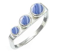 SILVERTROVE Blue Lace Agate Gemstone Silver Plated Band Ring Men & Women All Size Gift Item Handmade Jewelry CRG1265CG_26_(U 1/2)
