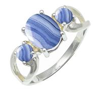 SILVERTROVE Blue Lace Agate Gemstone Silver Plated Band Ring Men & Women All Size Gift Item Handmade Jewelry CRG1264CG_4_(J 1/2)