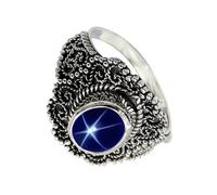 SILVERTROVE Blue Lindy Star Lab Grown Gemstone 925 Sterling Silver Band Ring Men & Women All Size Gift Item Handmade Jewelry CRG1137BG_9_(M)