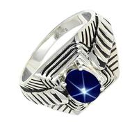SILVERTROVE Blue Lindy Star Lab Grown Gemstone Ring Men & Women All Size 925 Sterling Silver Band Ring Gift Item Handmade Jewelry CRG1169BG_10_(M 1/2)