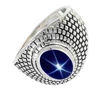 SILVERTROVE Blue Lindy Star Lab Grown Gemstone Ring Men & Women Bandring All Size Gift Item 925 Sterling Silver Handmade Jewelry CRG1172BG_9_(M)