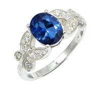 SILVERTROVE Blue Sapphire Lab Grown Gemstone 925 Sterling Silver Band Ring Men & Women All Size Gift Item Handmade Jewelry CRG1251AO_5_(K)