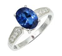 SILVERTROVE Blue Sapphire Lab Grown Gemstone Men & Women Band Ring All Size Gift Item Silver Plated Ring Handmade Jewelry CRG1250AO_8_(L 1/2)