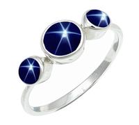 SILVERTROVE Blue Sapphire Linde Star Lab Grown Gemstone Men & Women Band Ring All Size Gift Item Silver Plated Ring Handmade Jewelry CRG1263BG_13_(O)