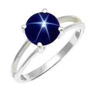 SILVERTROVE Blue Sapphire Linde Star Lab Grown Gemstone Ring Men & Women All Size Silver Plated Brass Band Ring Gift Item Handmade Jewelry CRG1258BG_8_(L 1/2)