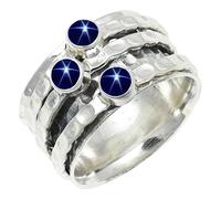 SILVERTROVE Blue Sapphire Linde Star Lab Grown Gemstone Silver Plated Band Ring Men & Women All Size Gift Item Handmade Jewelry CRG1269BG_8_(L 1/2)