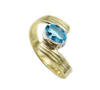 SILVERTROVE Blue Topaz Gemstone 925 Sterling Silver And Brass Men Women Stone Band Ring All Size Handmade Jewelry CRG1095AK_17_(Q)