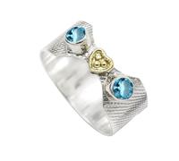 SILVERTROVE Blue Topaz Gemstone 925 Sterling Silver And Brass Men Women Stone Band Ring All Size Handmade Jewelry CRG1096AK_40_(Z 4)