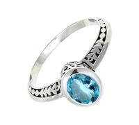 SILVERTROVE Blue Topaz Gemstone Ring Men & Women All Size 925 Sterling Silver Band Ring Gift Item Handmade Jewelry CRG1146AK_21_(S)