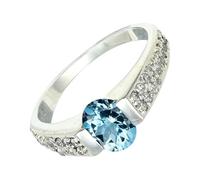 SILVERTROVE Blue Topaz Gemstone Ring Men & Women Bandring All Size Gift Item 925 Sterling Silver Handmade Jewelry CRG1168AK_8_(L 1/2)