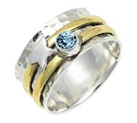 SILVERTROVE Blue Topaz Gemstone Ring Men & Women Bandring All Size Gift Item Silver Plated Handmade Jewelry CRG1266AK_27_(V)