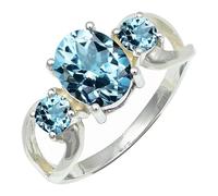 SILVERTROVE Blue Topaz Gemstone Silver Plated Band Ring Men & Women All Size Gift Item Handmade Jewelry CRG1264AK_11_(N)