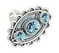 SILVERTROVE Blue Topaz Gemstone Silver Plated Band Ring Men & Women All Size Gift Item Handmade Jewelry CRG1274AK_2_(I)