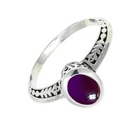 SILVERTROVE Cabochon Amethyst Gemstone 925 Sterling Silver Band Ring Men & Women All Size Gift Item Handmade Jewelry CRG1146BW_29_(W)