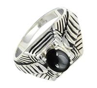 SILVERTROVE Cabochon Black Onyx Gemstone Men & Women Band Ring All Size 925 Sterling Silver Gift Item Handmade Jewelry CRG1169BY_40_(Z 4)
