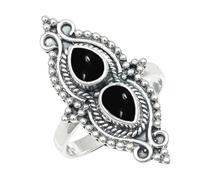 SILVERTROVE Cabochon Black Onyx Gemstone Men & Women Band Ring All Size Gift Item Silver Plated Ring Handmade Jewelry CRG1273BY_21_(S)