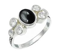SILVERTROVE Cabochon Black Onyx Gemstone Men & Women Band Ring All Size Silver Plated Gift Item Handmade Jewelry CRG1261BY_25_(U)