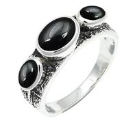 SILVERTROVE Cabochon Black Onyx Gemstone Men & Women Band Ring All Size Silver Plated Gift Item Handmade Jewelry CRG1262BY_34_(Y 1/2)